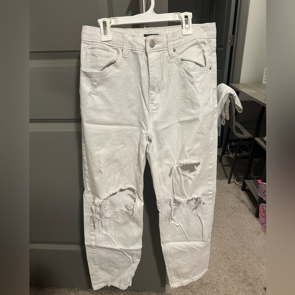 Target White Ankle Cropped Jeans with Distressed Design